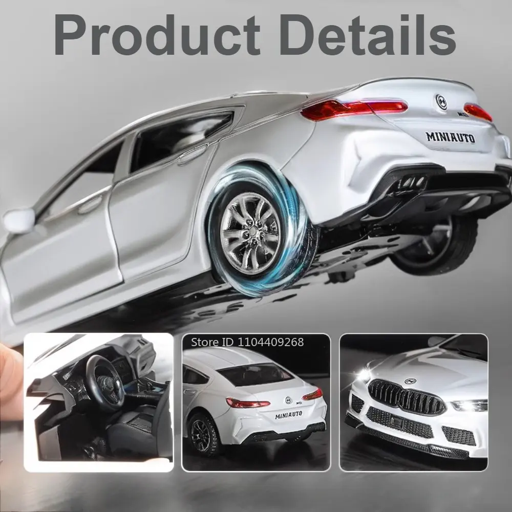 Scale 1:32 M8 Car Model Toy Diecast Alloy Doors Opened Music Light Pull Back Simulation Police Cars Toys  for Kids Presents