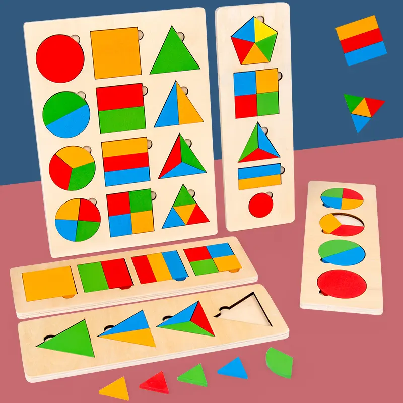 Children Geometry Panel Toys Wooden Shape Color Cognition Easy Grasp Early Education Teaching Aids Montessori Puzzle Game TMZ