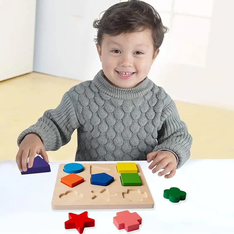Children Geometry Panel Toys Wooden Shape Color Cognition Easy Grasp Early Education Teaching Aids Montessori Puzzle Game TMZ