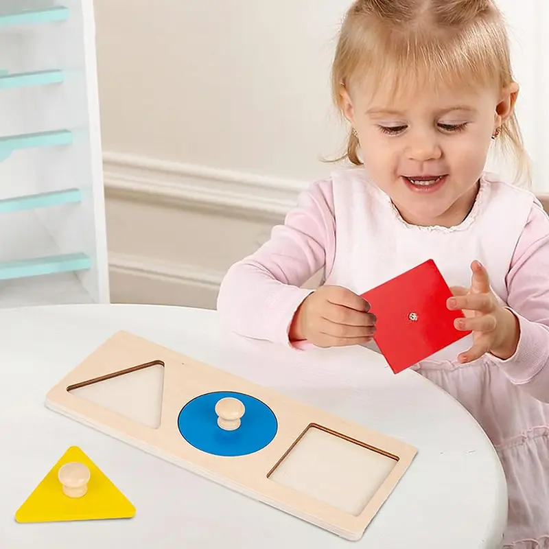 Children Geometry Panel Toys Wooden Shape Color Cognition Easy Grasp Early Education Teaching Aids Montessori Puzzle Game TMZ