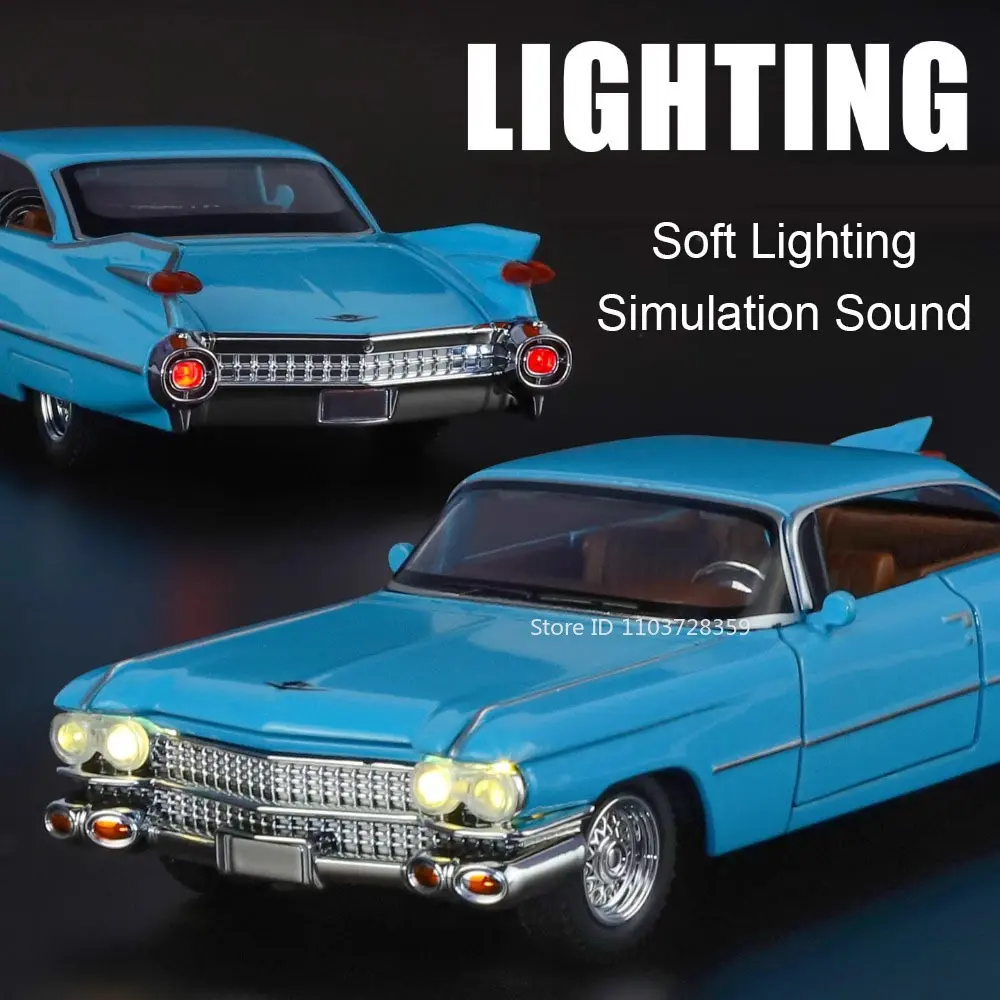 1:32 Eldorado Biarritz Charger 1970 Car Toy Models Alloy Diecast Vehicle Toys Sound Light Doors Opened Pull Back for Kid Gifts