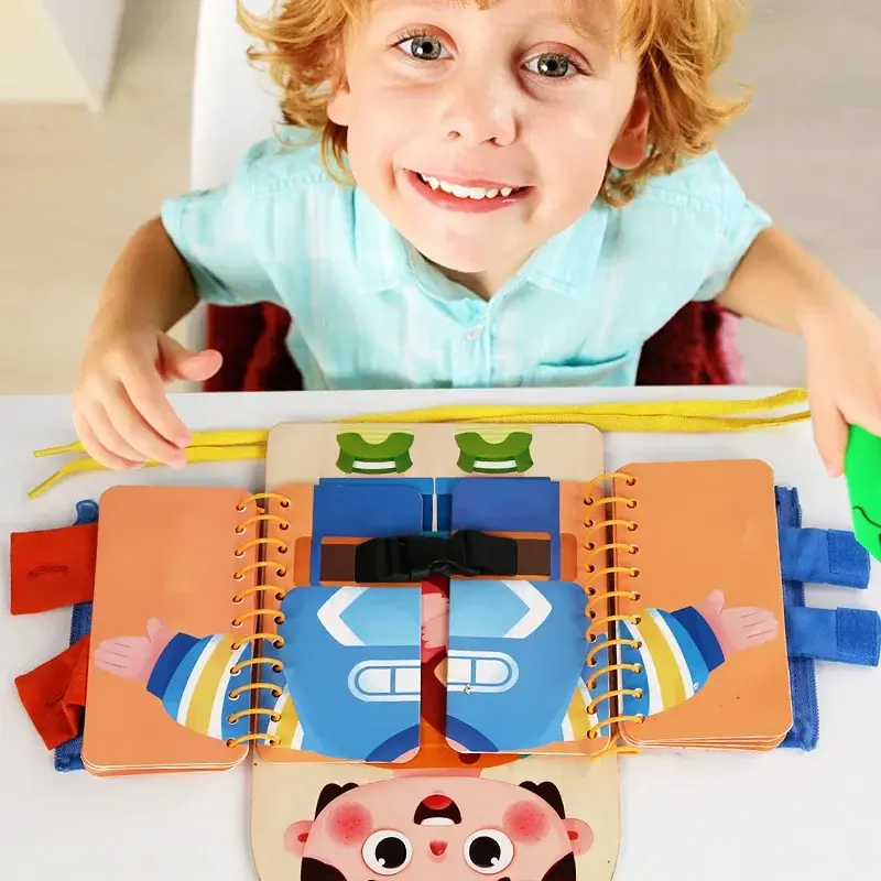 Multi-layer Wooden Busy Board For Children Montessori Early Education Games Toddlers Quiet Books Sensory Toy Practice Dressing