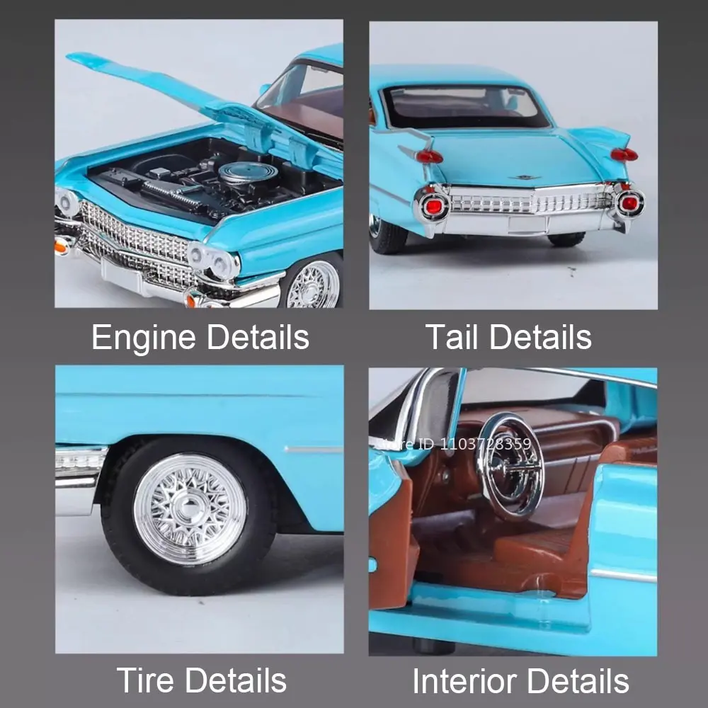 1:32 Eldorado Biarritz Charger 1970 Car Toy Models Alloy Diecast Vehicle Toys Sound Light Doors Opened Pull Back for Kid Gifts