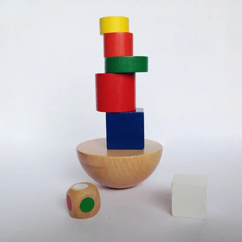 Balance Stacked Building Blocks Montessori Educational Wooden Toys Colorful Sensory Toddler Toy Parent-children Interactive Gift