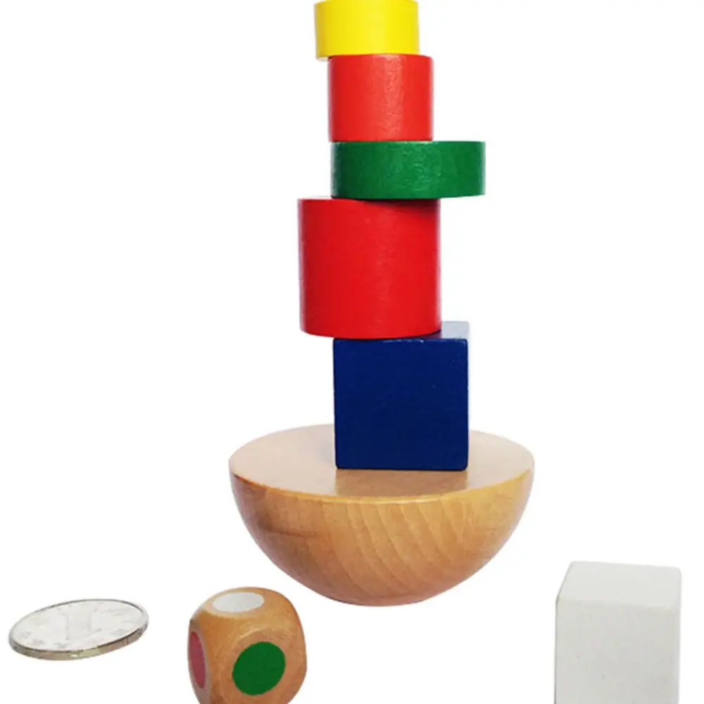 Balance Stacked Building Blocks Montessori Educational Wooden Toys Colorful Sensory Toddler Toy Parent-children Interactive Gift