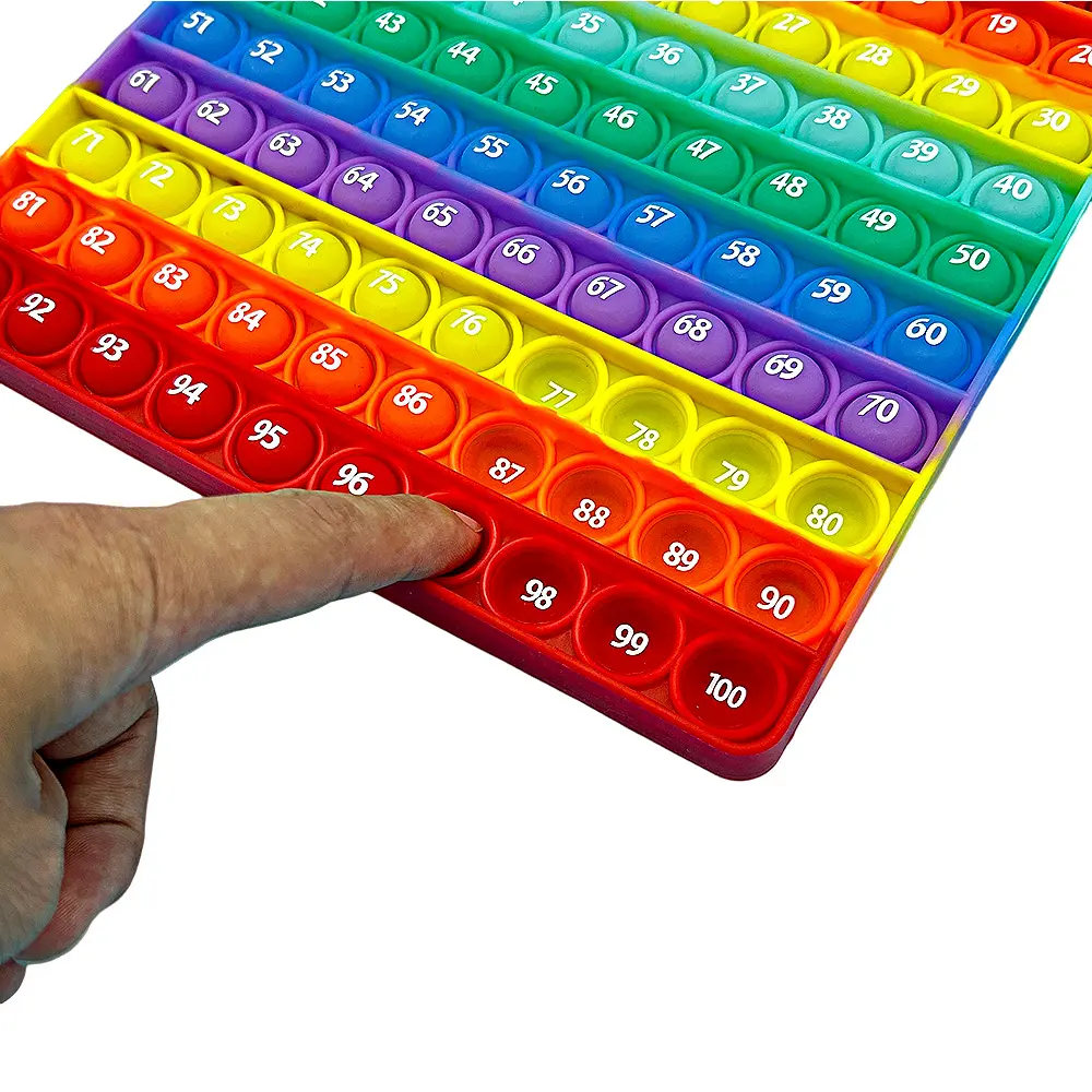 Numbers 1-100 Counting Games Fidget Toys, Silicone Rainbow Math Learning Games Educational Pop Toys for Preschool Kids
