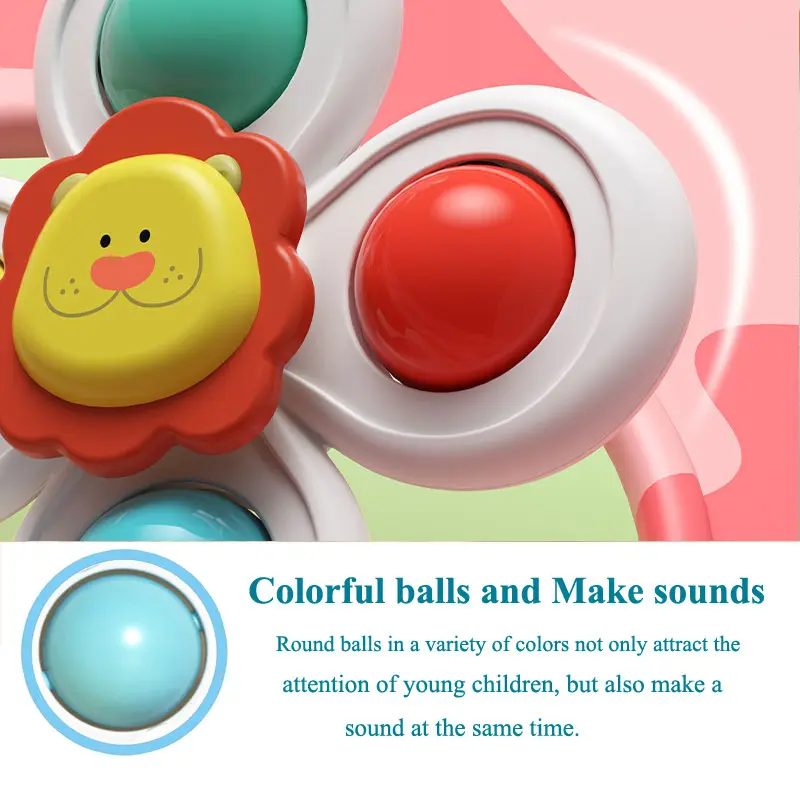 3PC Set Suction Cup Spinning Cartoon Animal Spinner Toys For Kids Window High Chair Tray Bath Table Travel for Children Gift