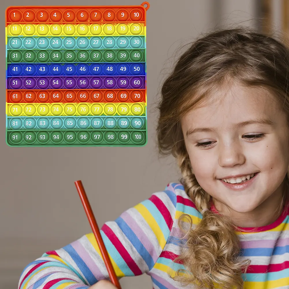 Rainbow 1-100 Numbers Fidget Toys, Math Counting Games Learning Stationery Educational Toy for Kindergarten Preschool Kids