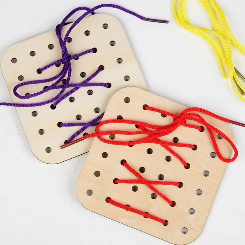 Wooden Montessori Teaching Aid Geometry Rope Threading Games Children's Early Education Thinking Training Board Educational Toys