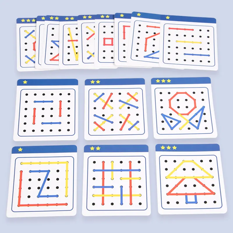 Wooden Montessori Teaching Aid Geometry Rope Threading Games Children's Early Education Thinking Training Board Educational Toys