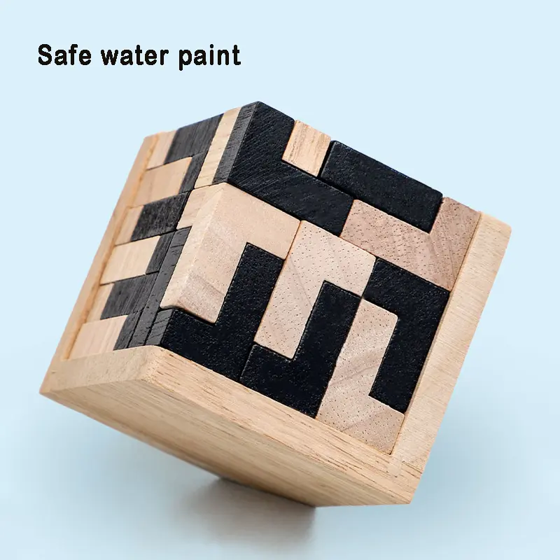 3D Cube Puzzle Luban Interlocking CreativeEducational Wooden Toy Brain lQ Mind EarlyLearning Game Gift For Children Letter 54L