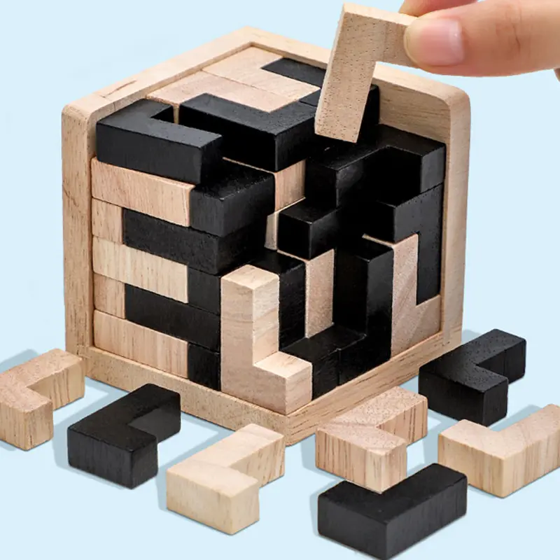 3D Cube Puzzle Luban Interlocking CreativeEducational Wooden Toy Brain lQ Mind EarlyLearning Game Gift For Children Letter 54L
