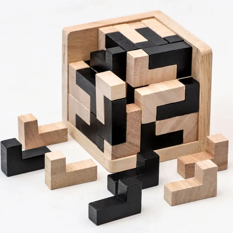 3D Cube Puzzle Luban Interlocking CreativeEducational Wooden Toy Brain lQ Mind EarlyLearning Game Gift For Children Letter 54L