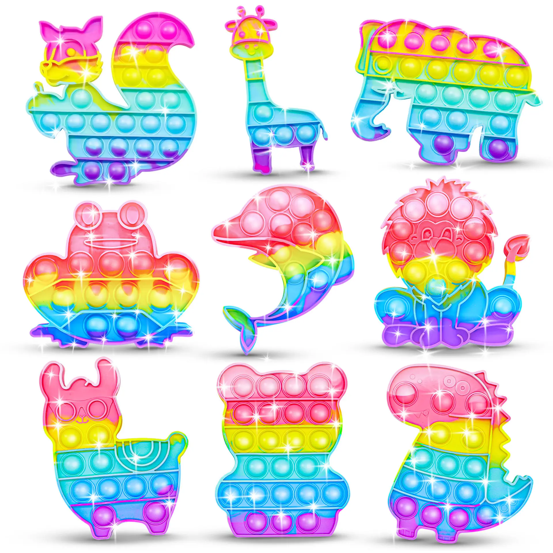 1pc Rainbow Pop Push Bubblle Fidget Anti Stress Relief Toys for Adult Children Special Needs Sensory Toys Interactive Toys