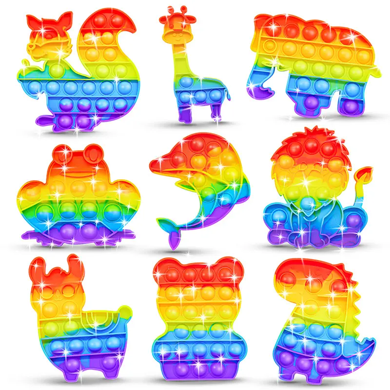 1pc Rainbow Pop Push Bubblle Fidget Anti Stress Relief Toys for Adult Children Special Needs Sensory Toys Interactive Toys