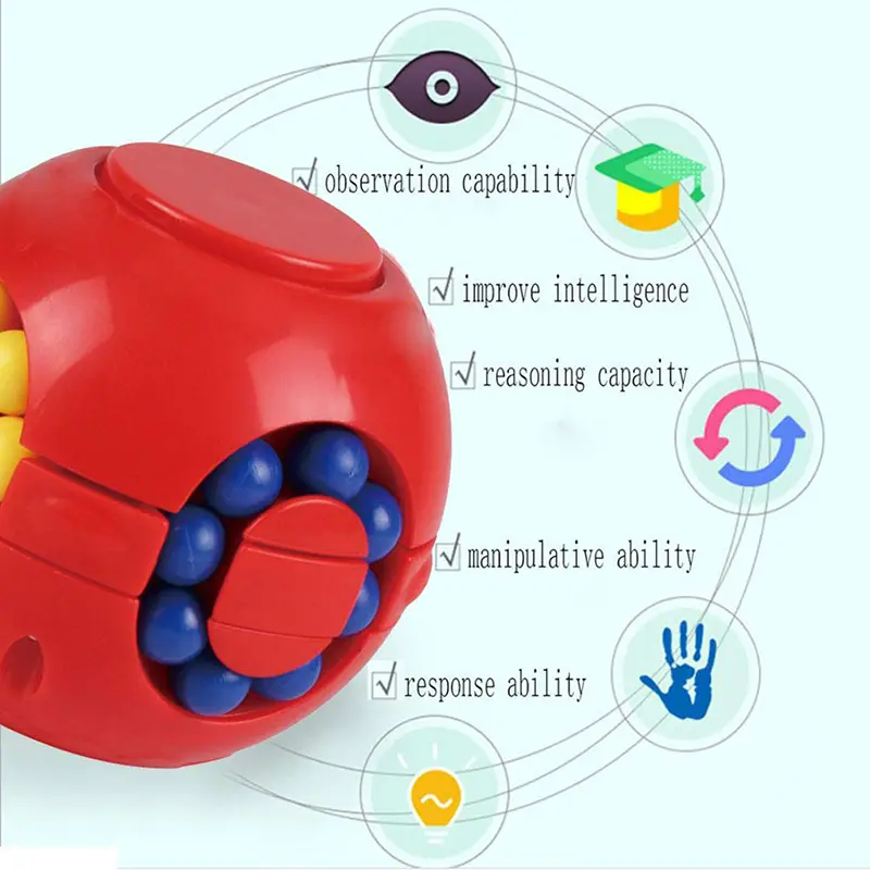 Magic Bean Puzzle Cube Spinner Rotate Slide Gyro Fidget Toy 3D Ball Anti Stress Educational IQ Game for Boy Girl Kid Adult Child