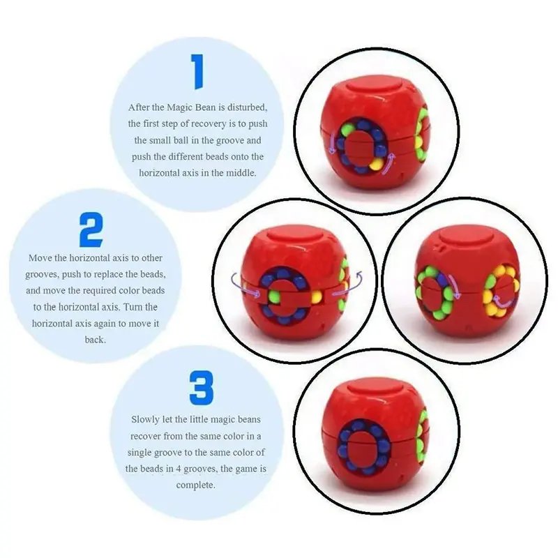 Magic Bean Puzzle Cube Spinner Rotate Slide Gyro Fidget Toy 3D Ball Anti Stress Educational IQ Game for Boy Girl Kid Adult Child