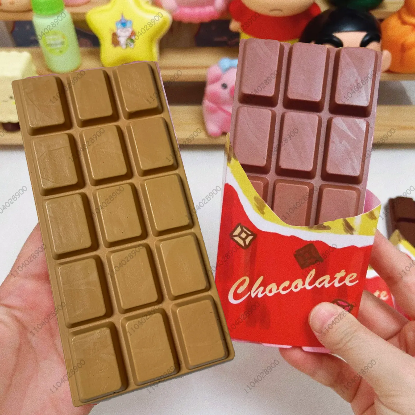 Big Chocolate Bar Squeeze Toy Simulated Food Play Pink Yellow Slow Rebound Stress Relief Relaxing Toy for Adults And Kids Gift
