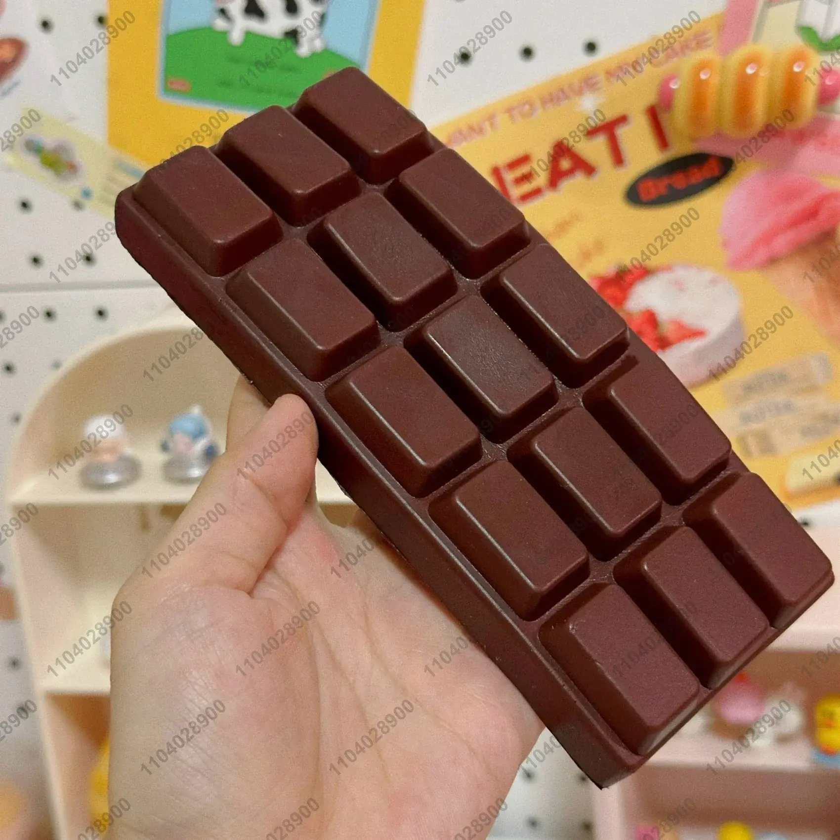 Big Chocolate Bar Squeeze Toy Simulated Food Play Pink Yellow Slow Rebound Stress Relief Relaxing Toy for Adults And Kids Gift