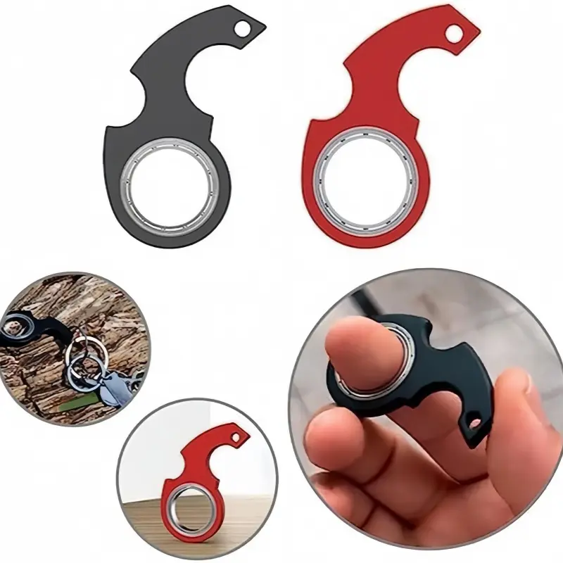 Hot Sale New Karambit Spinner Finger Swivel Claw Knife Keychain High Quality Metal Grain Texture Fidget Spinner Metal Keych Toy
