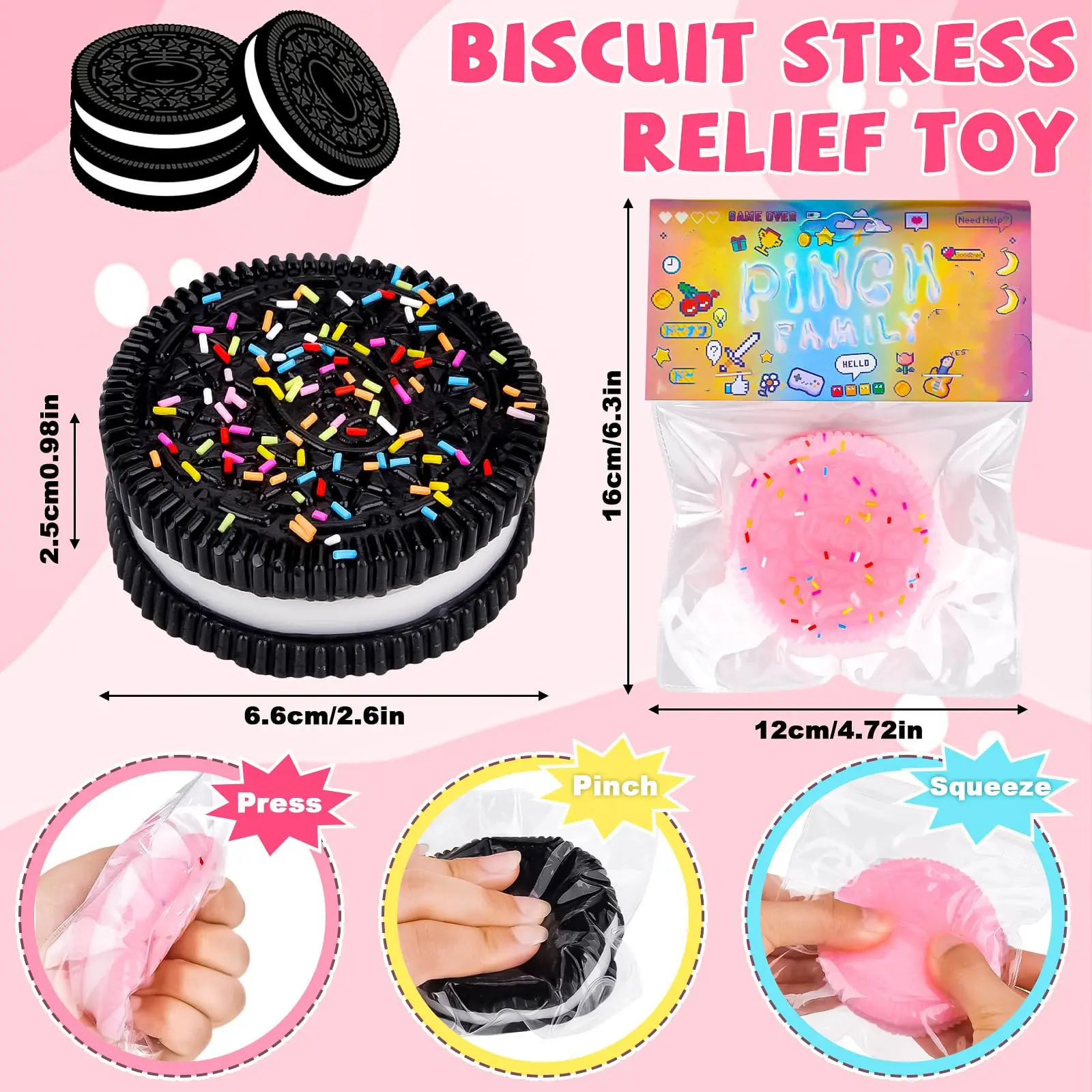 Oreo Pinch Fun Stress Relief Toys Simulated Oreo Creative Toys Mud Feeling Slow Rebound Toys For Gifts Practical Jokes