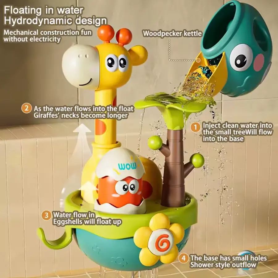 Fun Bath Toys for Kids: Watering, Blooming & Rising-Falling Design