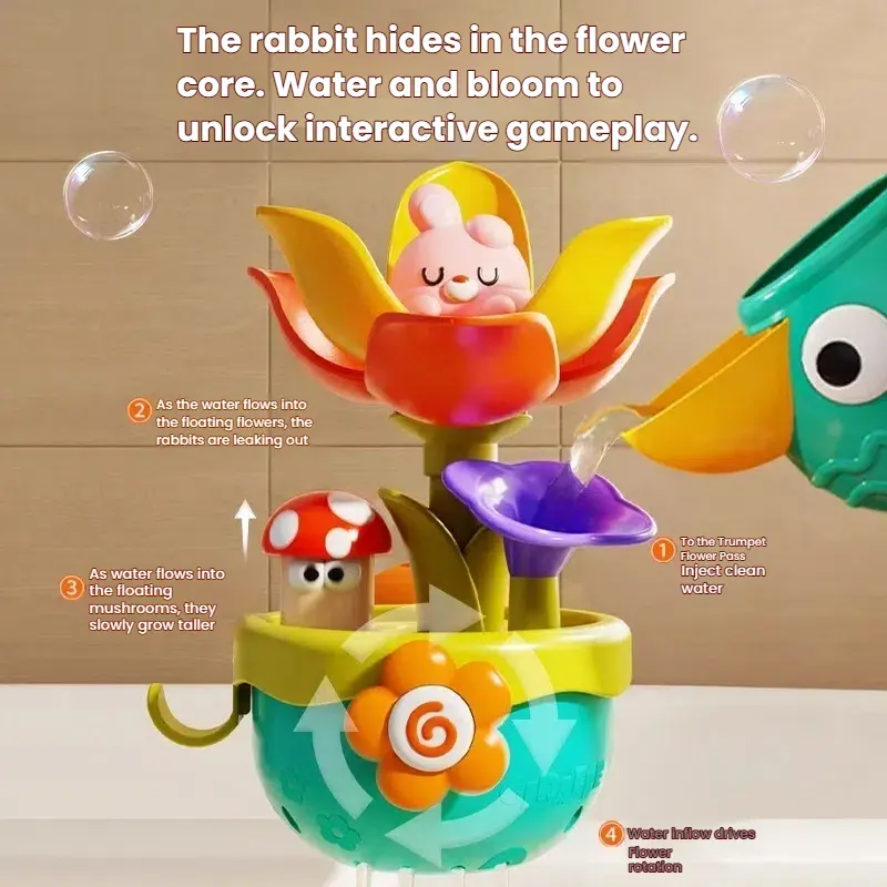 Fun Bath Toys for Kids: Watering, Blooming & Rising-Falling Design