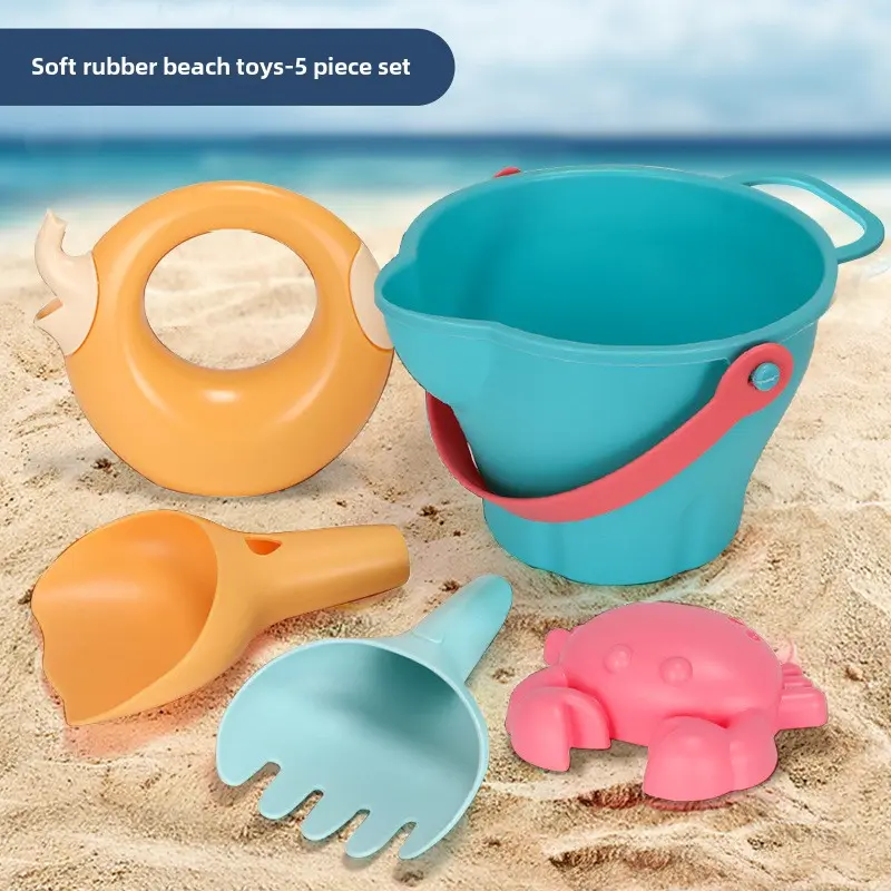 Children Beach Toys  Soft Silicone Sand Play Set  for Babies Kids  Summer Beach Bath Water Play  Durable Easy Carry Cart