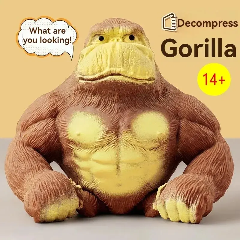 Stretchy Gorilla Stress Toy - Sand-Filled Rubber Monkey, High-Elastic Sensory Fidget for Anxiety Relief Animal Action Figure