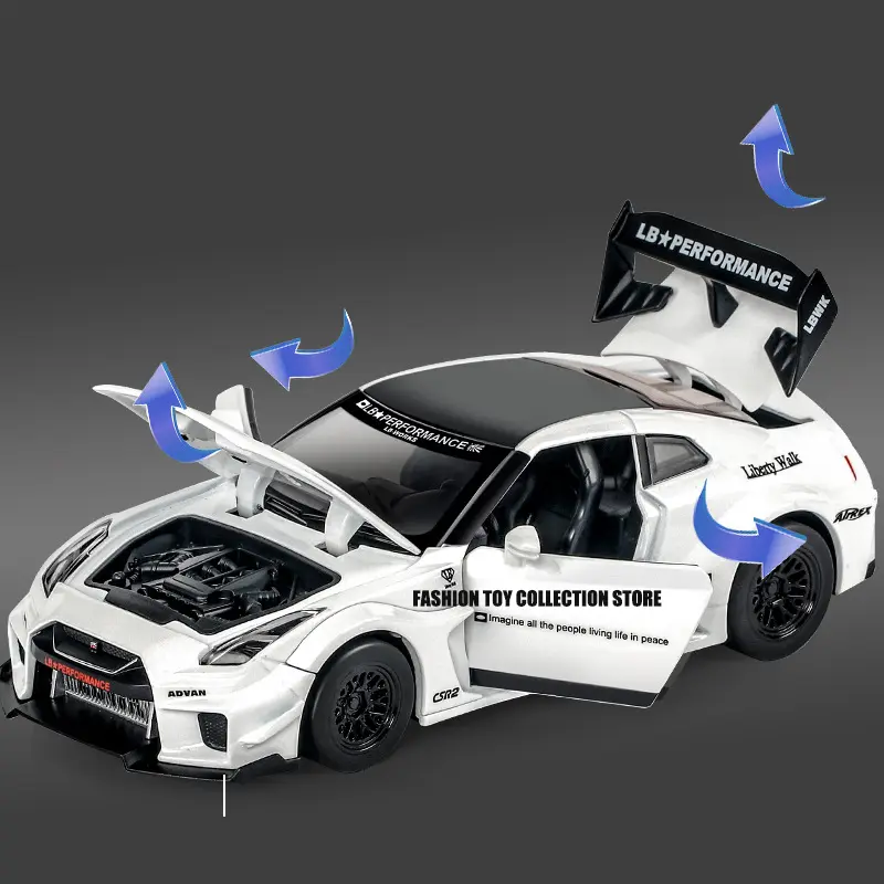 1: 32 GTR-CSR2 Fast and Furious Alloy Car Model Diecasts Toy With Sound and Light Vehicles Decoration Toys For Kids Gift