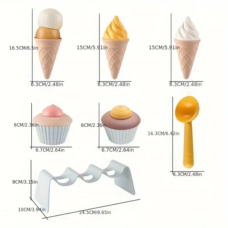 Kids Beach Toys, Play House Play Sand, Wheat Grass Material, Cute Ice Cream Toys, Fun Beach Play Sand Worker Set, Christmas Gift