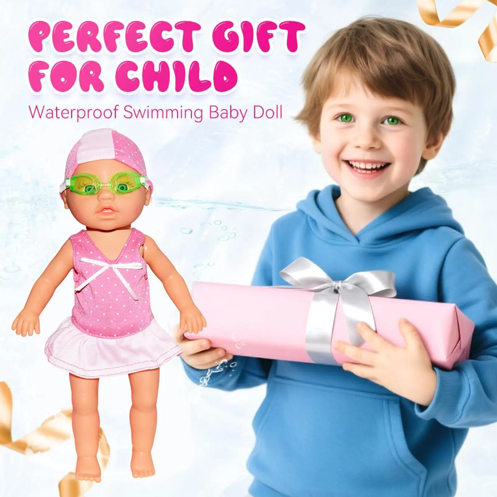 Swimming Doll Waterproof Beach Baby Doll With Movable Joint Toys Accessories for Sand Travel Car Children Beach Summer Friends