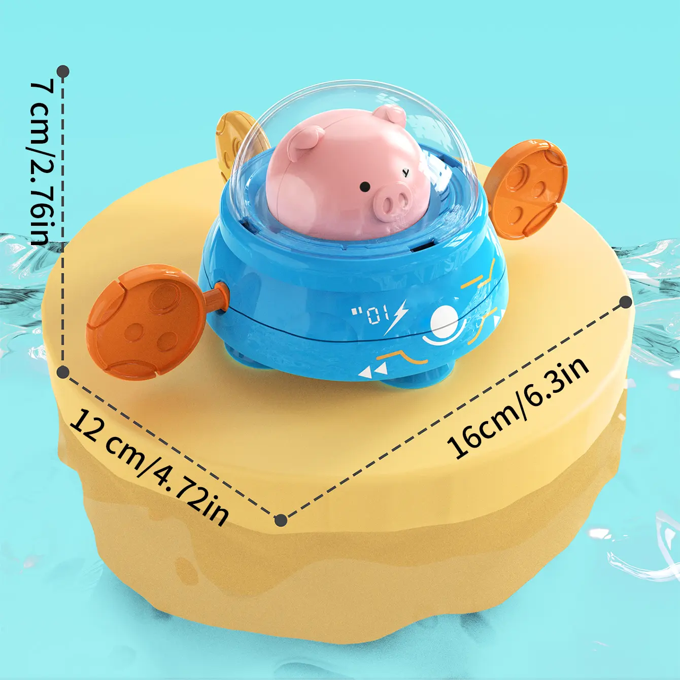 Cute pig pull string power swimming outdoor pool game interactive toy