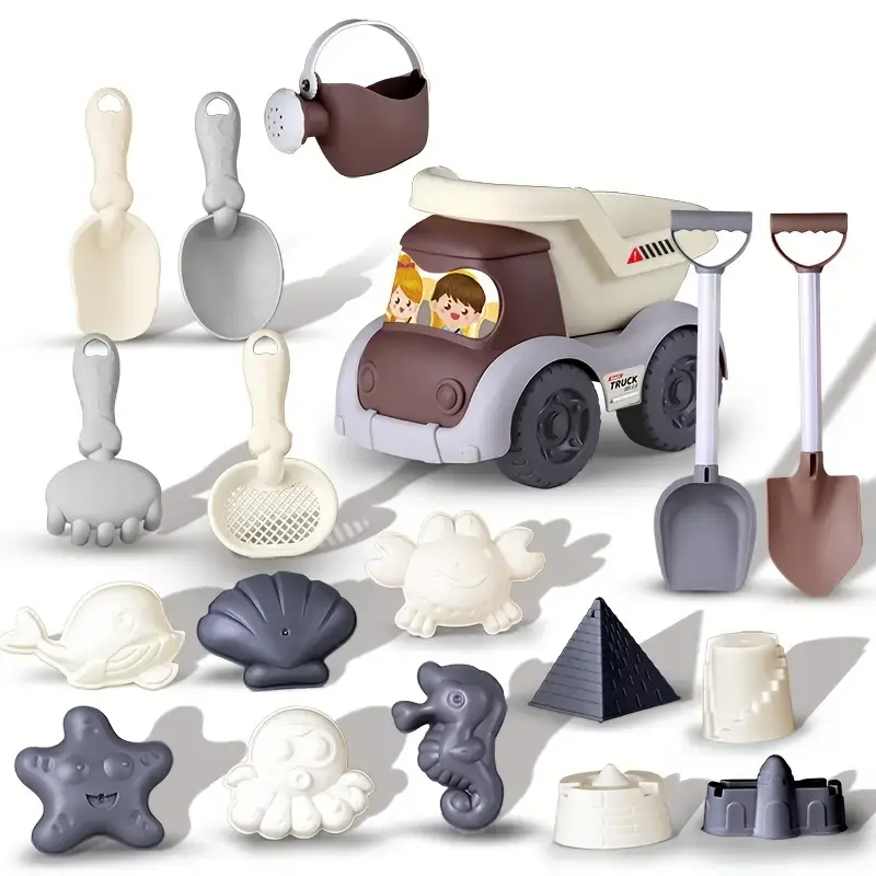 Beach Sand Toys for Kids Travel Beach Toys for Toddler 3-10 Sandbox Dump Truck, Dinosaur Sand Molds Sand Castle Kit Shovel Sieve