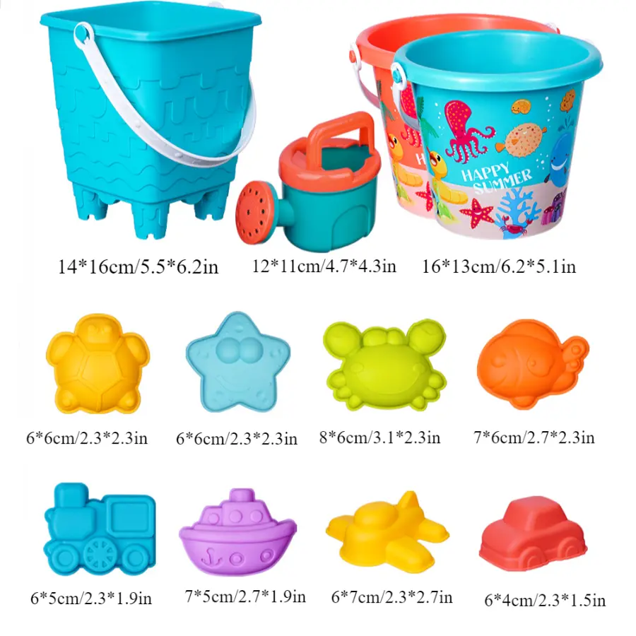 Children's beach toy set, play with sand, digging tools, beach bucket, perfect summer gift for children, random colors and style