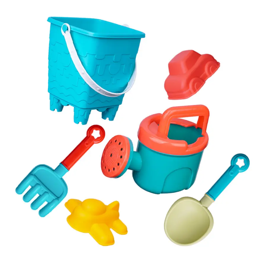 Children's beach toy set, play with sand, digging tools, beach bucket, perfect summer gift for children, random colors and style
