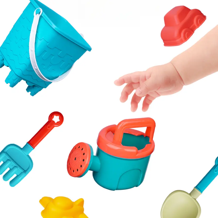 Children's beach toy set, play with sand, digging tools, beach bucket, perfect summer gift for children, random colors and style