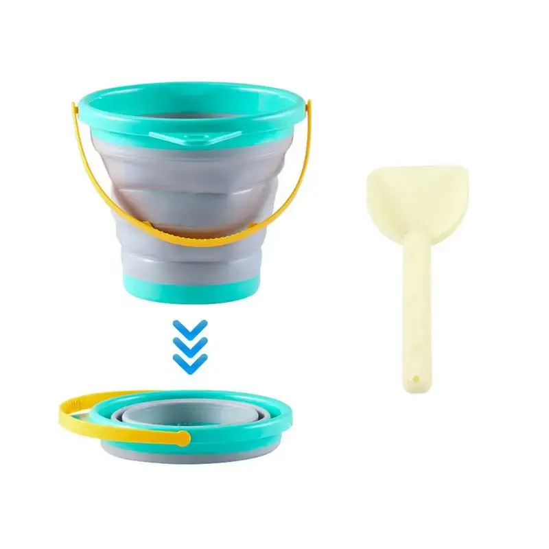 Foldable Beach Bucket Children's Foldable Bucket Play Sand Toys Bright Colors Silicone Beach Toys For Lake Backyard Beach Garden