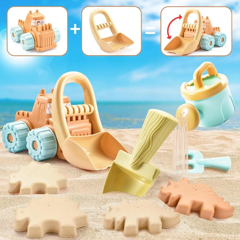 Beach Sand Toys Set with Dump Truck Car Toys for Toddlers Kids Outdoor Play Buckets Sand Shovels Animal Mold Sets Sandbox Toys