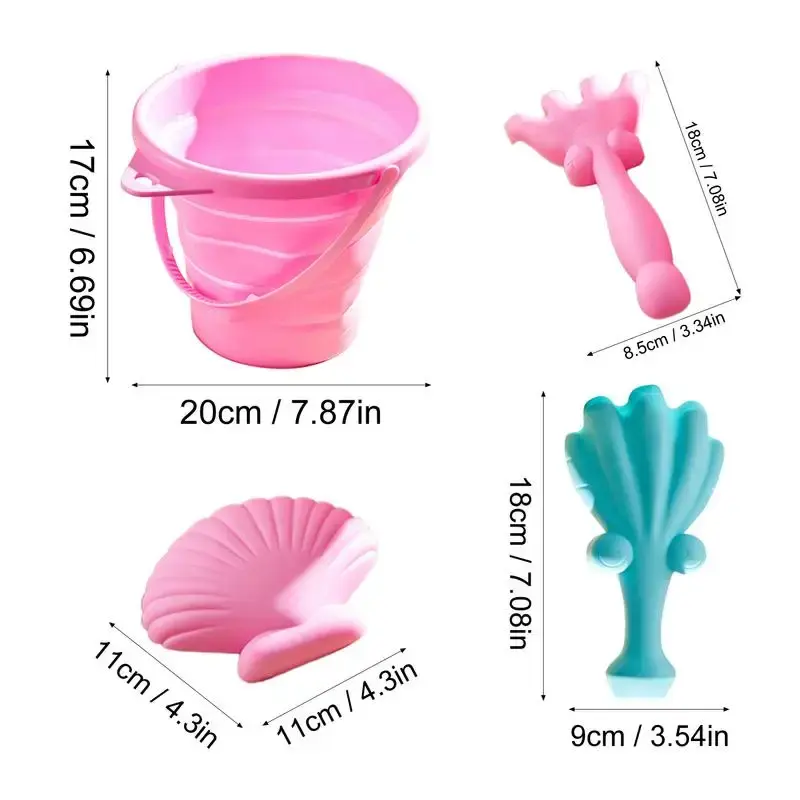 Foldable Beach Bucket Children's Foldable Bucket Play Sand Toys Bright Colors Silicone Beach Toys For Lake Backyard Beach Garden