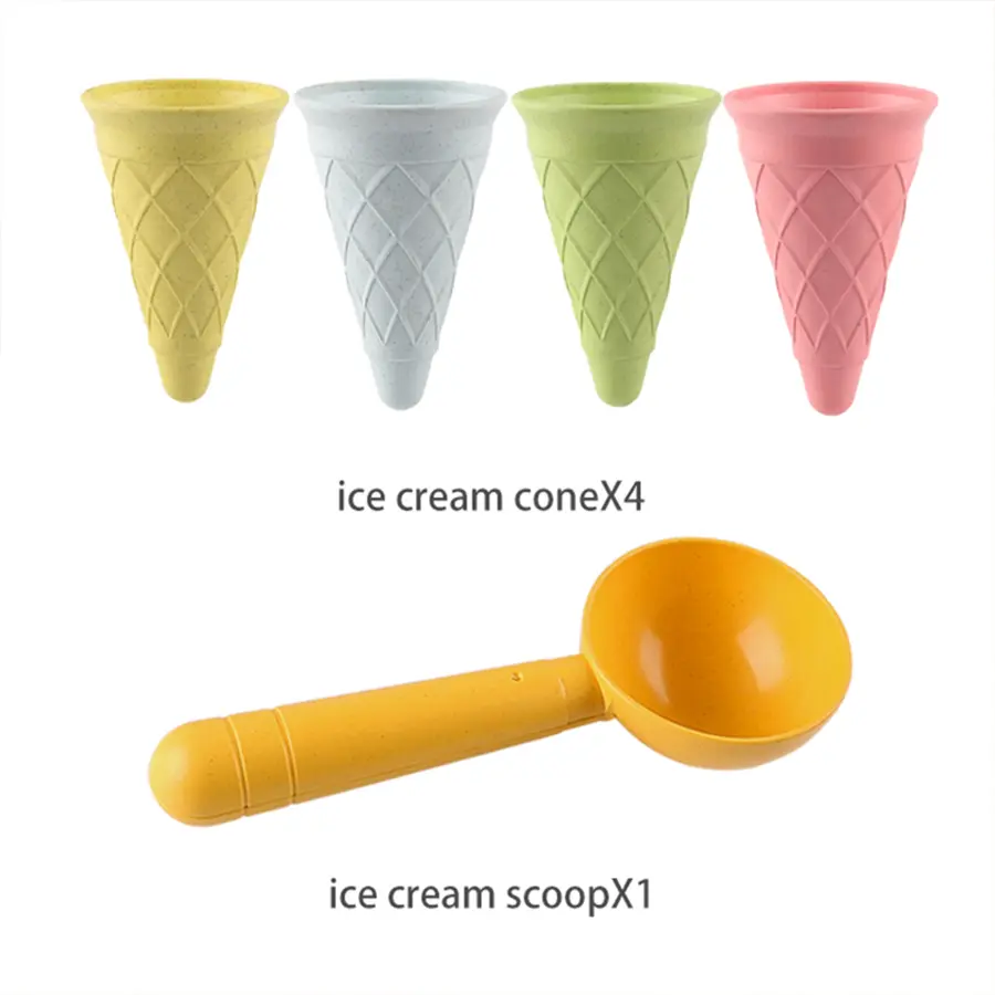 Children Play House Toy Beach Ice Cream Tube Digging Spoon Set Material of wheat straw  Ice Cream Cup Beach Toy