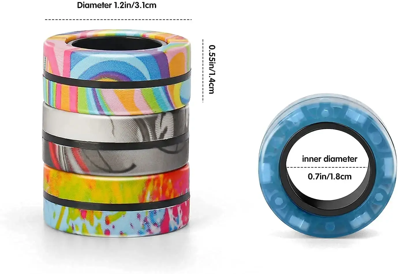 3pcs Magnetic Rings Spinner Fidget Toy Set Finger Magnets Rings for Anxiety Relief Therapy Fidget Pack Gift for Adults Teens Kid