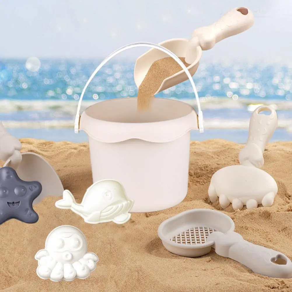Kids Beach Toys Set With Shovel Bucket Rakes Outdoor Sandcastle Building Summer Beach Play Sand Digging Tools