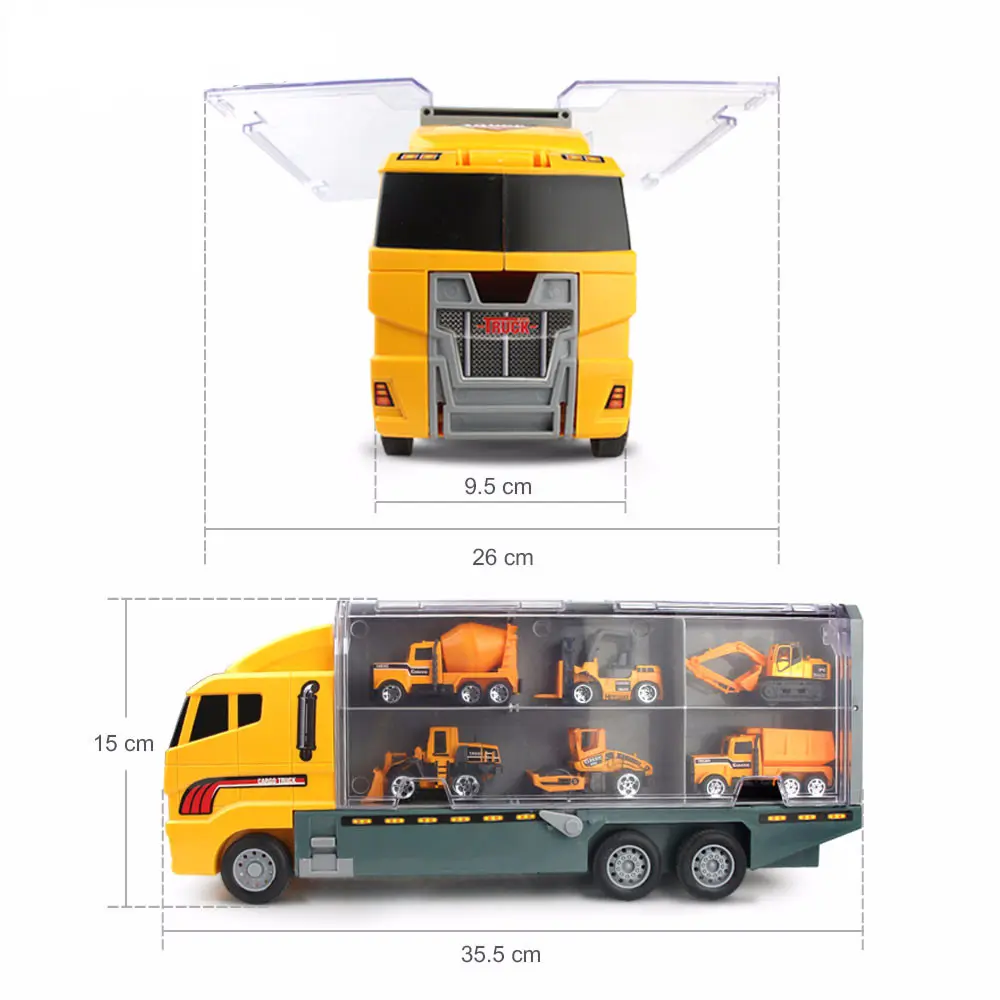 Big Trucks Set Mini Alloy Diecast Car Model Toys Vehicles Carrier Truck Helicopter Tank Fire Truck Engineering Car Toys For Kids