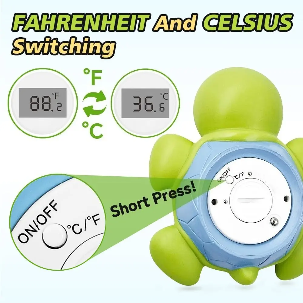 Turtle Baby Bath Thermometer Digital Water Temperature Warning 3 Color Backlit Safety Bath Tube Floating Toy for Infant Toddler