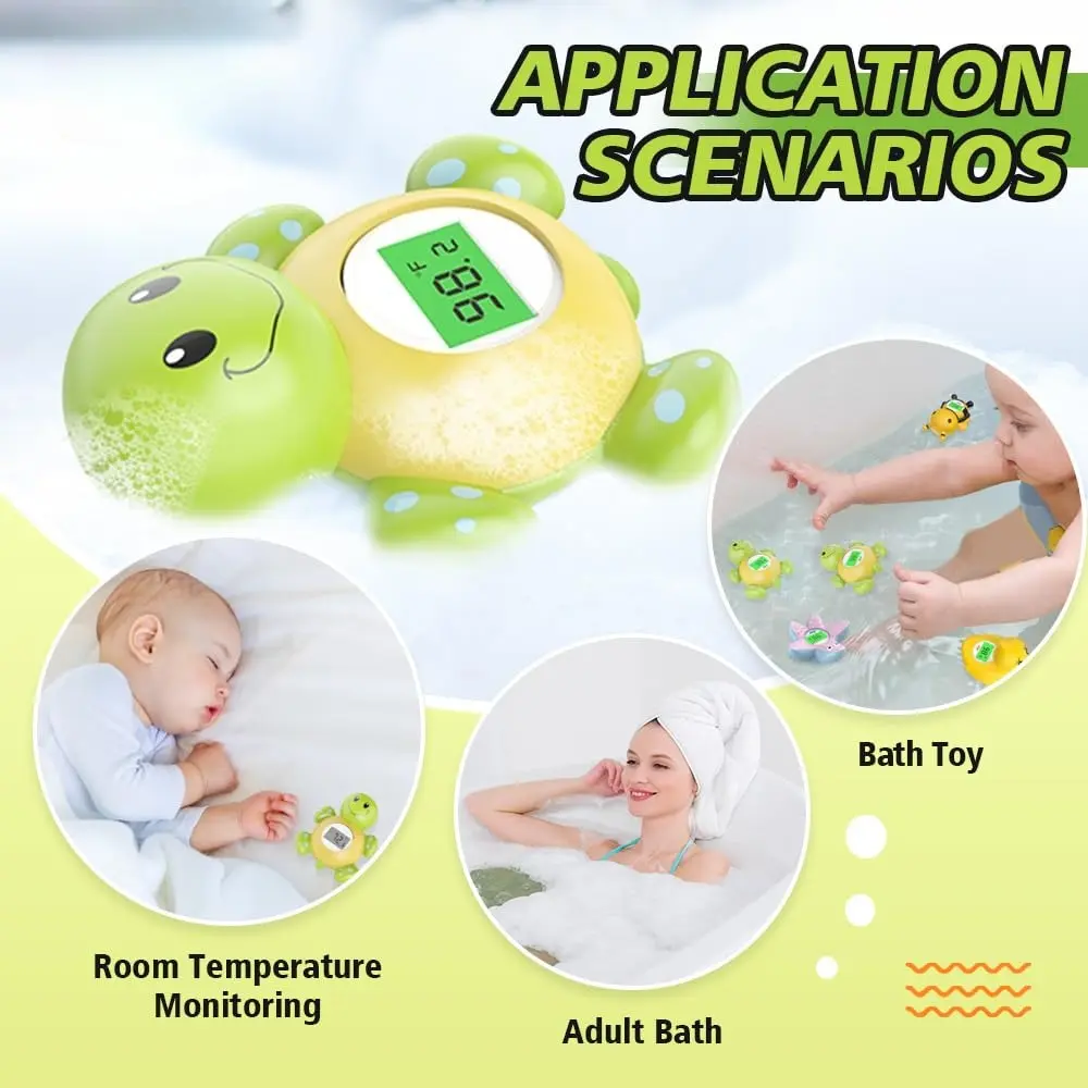 Turtle Baby Bath Thermometer Digital Water Temperature Warning 3 Color Backlit Safety Bath Tube Floating Toy for Infant Toddler
