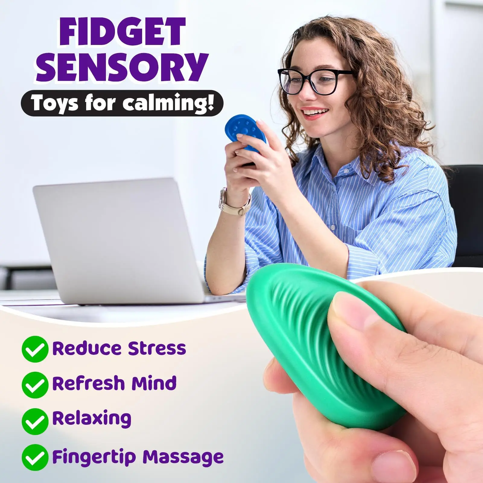 Fidget Toys Adults Sensory Silicone Stone 6 Pack Textured for Autism Kids Calming Down Fidget Stress Relief Toys Kids Gifts