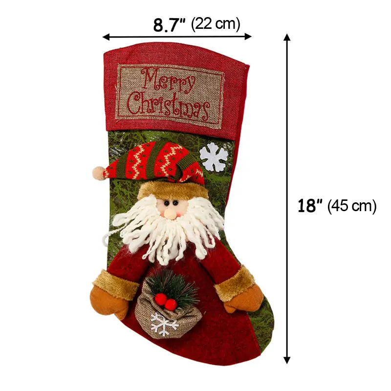 2025 Christmas Stocking Xmas Decoration Santa Snowman Reindeer Hanging Sock for Kid Gifts Tree Ornament Christmas Decor for Home