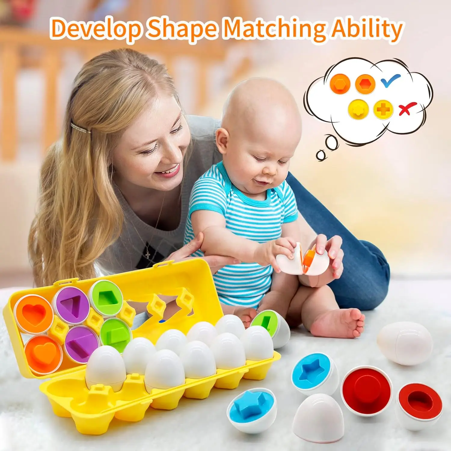 Matching Smart  Eggs Toy  For Kids  3D Puzzle Montessori Learning Education Toys Color Shape Sorter Game  Easter Egg Gifts