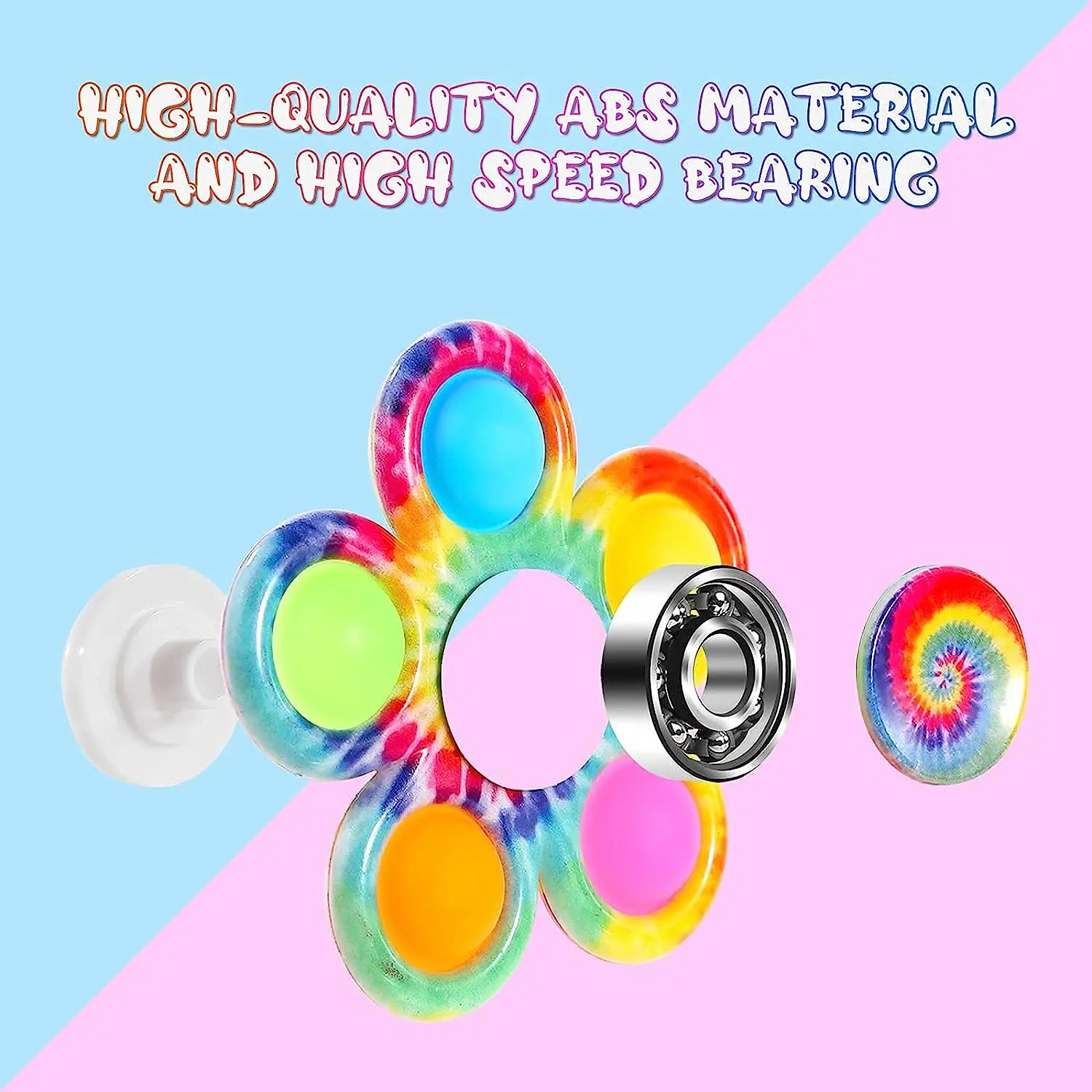 Fidget Spinner Toys Tie Dye Colorful Push Bubble Hand Spinner For ADHD Anxiety Stress Relief Sensory Party Favor For Kids Gifts